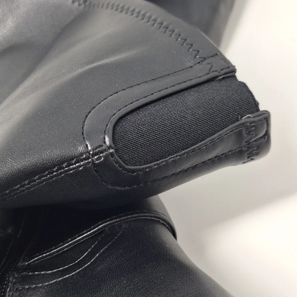 Marc Fisher Ganven Lug Sole Black Biker Thigh-High Boots With Buckles